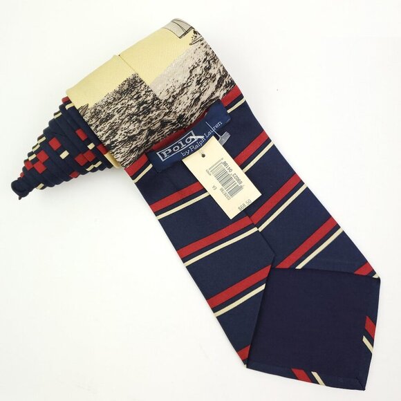 Polo Sport Ralph Lauren Tie Vintage Necktie Sailboat Silk Made USA 56" NWT - Picture 3 of 11